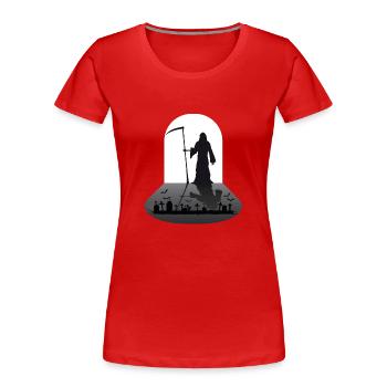 Sensenmann Grim Reaper - Frauen Premium Bio T-Shirt - Rot - Vorne - Mia (176cm)