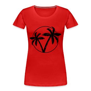 Cercle de silhouette de palmier - T-shirt bio Premium Femme - rouge - Devant - Mia (176cm)