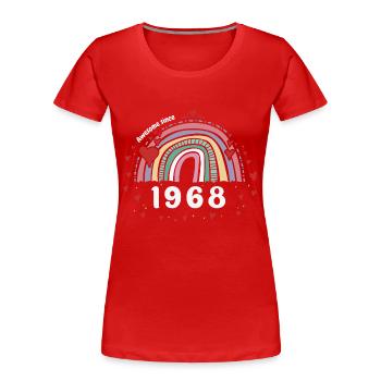 Cute Rainbow Awesome 1968 - 55th Birthday w/ - Women's Premium Organic T-Shirt - red - Front - Mia (176cm)