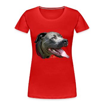 Stafford-Blue - Frauen Premium Bio T-Shirt - Rot - Vorne - Mia (176cm)