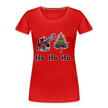 Weihnachtsbaum Kettensägentraum - Frauen Premium Bio T-Shirt - Rot - Vorne - Mia (176cm)