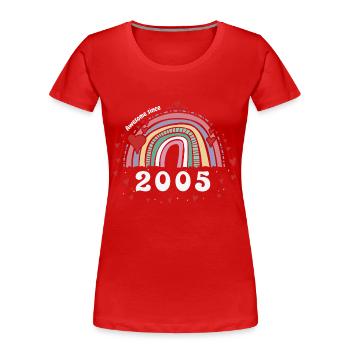 Cute Rainbow Awesome 2005 - 18. Geburtstag mit - Frauen Premium Bio T-Shirt - Rot - Vorne - Mia (176cm)