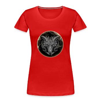 Tête de dragon abstraite en esthétique Dragon abstrait - T-shirt bio Premium Femme - rouge - Devant - Mia (176cm)