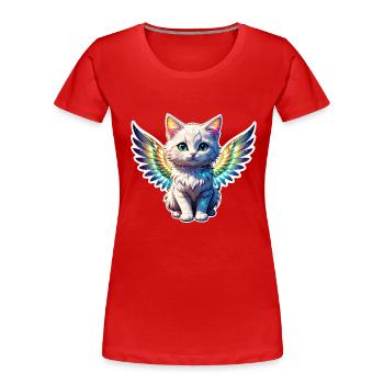 Cat with Wings - Women's Premium Organic T-Shirt - red - Front - Mia (176cm)