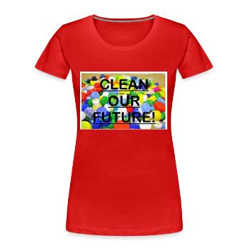 Kunststoff der Zukunft - Frauen Premium Bio T-Shirt - Rot - Vorne - Mia (176cm)
