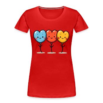 Ballon Herzen auch für Kinder und Geburtstage - Frauen Premium Bio T-Shirt - Rot - Vorne - Mia (176cm)