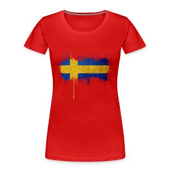 Suède Flaka Suédois suédophone Suédois Nordique suédois - T-shirt bio Premium Femme - rouge - Devant - Mia (176cm)