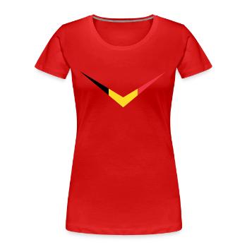 Ornement de drapeau belge - T-shirt bio Premium Femme - rouge - Devant - Mia (176cm)
