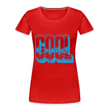 Das WORT "COOL" - Frauen Premium Bio T-Shirt - Rot - Vorne - Mia (176cm)
