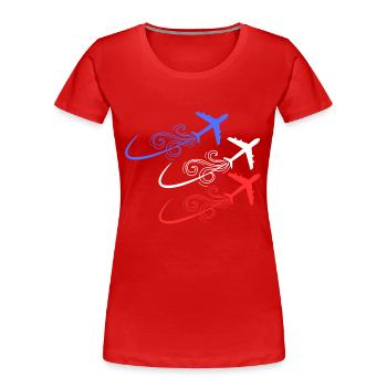 Patrouille de France, blau, weiß, rote Flugzeuge - Frauen Premium Bio T-Shirt - Rot - Vorne - Mia (176cm)