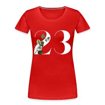Numéro 23 floral vert -23e anniversaire floral - T-shirt bio Premium Femme - rouge - Devant - Mia (176cm)