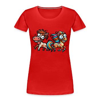 verrückte Pferde Pferd Gaul Ross Kinder - Frauen Premium Bio T-Shirt - Rot - Vorne - Mia (176cm)