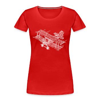 Sketch Airplane Biplane - Women's Premium Organic T-Shirt - red - Front - Mia (176cm)
