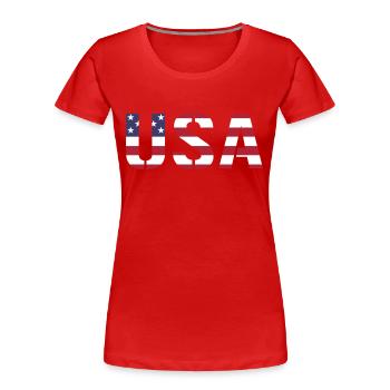 USA in den Farben der amerikanischen Flagge Fahne - Frauen Premium Bio T-Shirt - Rot - Vorne - Mia (176cm)