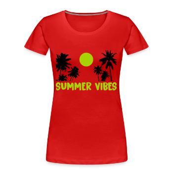 Ambiance estivale - T-shirt bio Premium Femme - rouge - Devant - Mia (176cm)