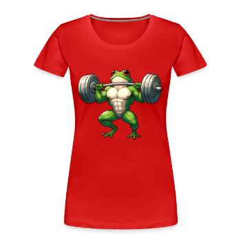Zielstrebiger, athletischer Frosch - Frauen Premium Bio T-Shirt - Rot - Vorne - Mia (176cm)