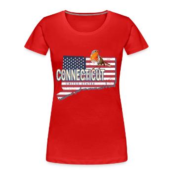 Connecticut United States Retro Map - Women's Premium Organic T-Shirt - red - Front - Mia (176cm)