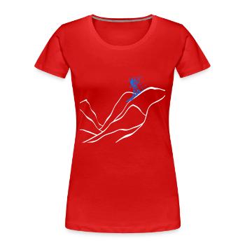 Mountain Skier Silhouette Mountain Skis - Women's Premium Organic T-Shirt - red - Front - Mia (176cm)