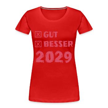 Année 2029 - T-shirt bio Premium Femme - rouge - Devant - Mia (176cm)