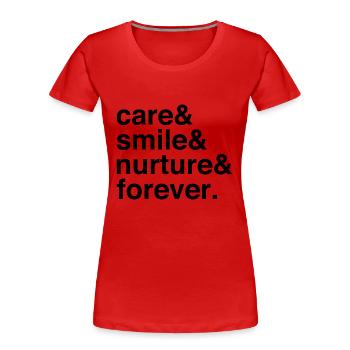 Nurturing Heart Kindness and Lasting Bonds - Frauen Premium Bio T-Shirt - Rot - Vorne - Mia (176cm)