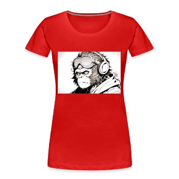 Cooler Affe im futuristischen Stil - Frauen Premium Bio T-Shirt - Rot - Vorne - Mia (176cm)