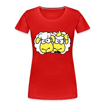 2 Schafe Pärchen Valentinstag Freunde Verliebt - Frauen Premium Bio T-Shirt - Rot - Vorne - Mia (176cm)