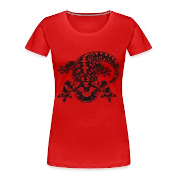 Feuersalamander - Frauen Premium Bio T-Shirt - Rot - Vorne - Mia (176cm)