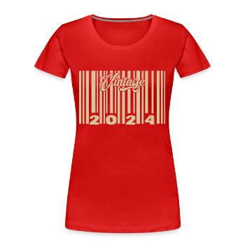 Jahrgang 2024 Barcode 2024: Jahr 2025. - Frauen Premium Bio T-Shirt - Rot - Vorne - Mia (176cm)