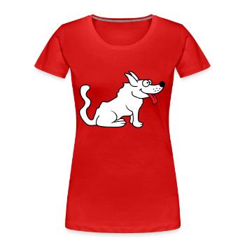 Dear dog sticks out his tongue happily - Women's Premium Organic T-Shirt - red - Front - Mia (176cm)