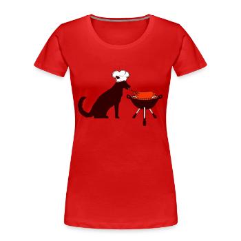 chien, saucisse, grillades, toque de chef, saucisse, chef, faim - T-shirt bio Premium Femme - rouge - Devant - Mia (176cm)