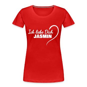 LoveYou Jasmin - T-shirt bio Premium Femme - rouge - Devant - Mia (176cm)