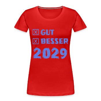 2029 - T-shirt bio Premium Femme - rouge - Devant - Mia (176cm)