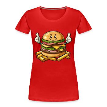 Hamburger avec frites - T-shirt bio Premium Femme - rouge - Devant - Mia (176cm)