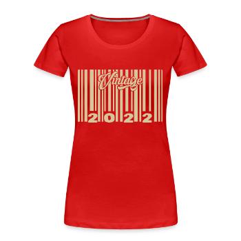 Jahrgang 2022 Barcode 2022: Jahr 2025. - Frauen Premium Bio T-Shirt - Rot - Vorne - Mia (176cm)