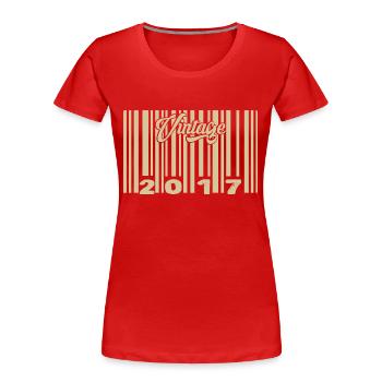 Jahrgang 2017 Barcode 2017: Jahr 2025. - Frauen Premium Bio T-Shirt - Rot - Vorne - Mia (176cm)