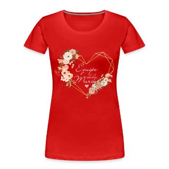 Brautteam Goldenes Herz Blumen - Frauen Premium Bio T-Shirt - Rot - Vorne - Mia (176cm)