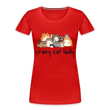 crazycatlady - Frauen Premium Bio T-Shirt - Rot - Vorne - Mia (176cm)