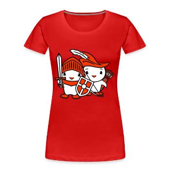 2 Ducks Knight Archer Épée Bouclier Combattant - T-shirt bio Premium Femme - rouge - Devant - Mia (176cm)