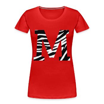 Lettre m zèbre - T-shirt bio Premium Femme - rouge - Devant - Mia (176cm)