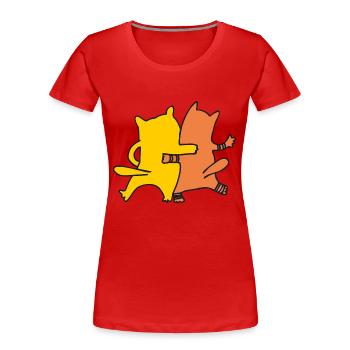 katzenfreunde gelb orangen - Frauen Premium Bio T-Shirt - Rot - Vorne - Mia (176cm)