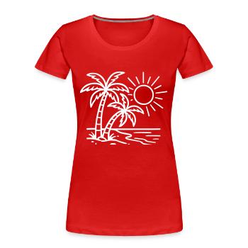 Plage de Island Palm Trees - T-shirt bio Premium Femme - rouge - Devant - Mia (176cm)