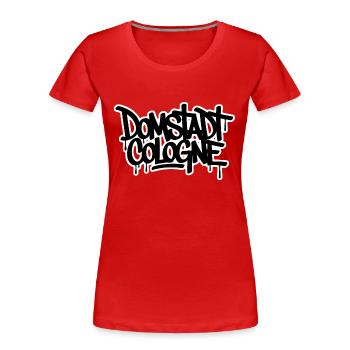 Domstadt Cologne – Graffiti Style | Köln Shirt - Frauen Premium Bio T-Shirt - Rot - Vorne - Mia (176cm)