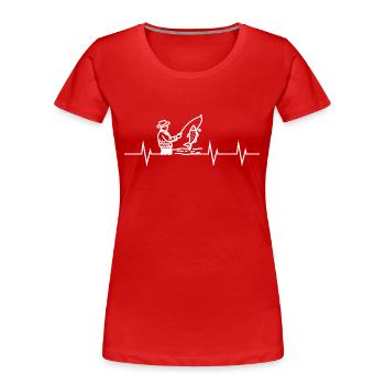 Herzschlag eines Anglers - Frauen Premium Bio T-Shirt - Rot - Vorne - Mia (176cm)