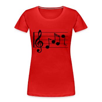 Treble staff with notes - Women's Premium Organic T-Shirt - red - Front - Mia (176cm)