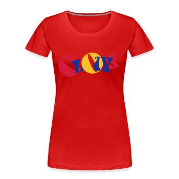 Clown Colorful Letters Text Logo Funny Funny - Women's Premium Organic T-Shirt - red - Front - Mia (176cm)