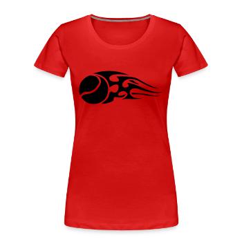 tennisball_flames_black - Women's Premium Organic T-Shirt - red - Front - Mia (176cm)