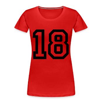 18 Collegestyle - Frauen Premium Bio T-Shirt - Rot - Vorne - Mia (176cm)