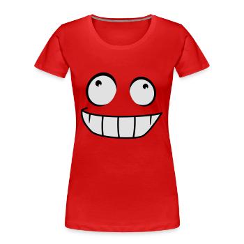 Sourire Bande dessinée Visage Coquin Sourire - T-shirt bio Premium Femme - rouge - Devant - Mia (176cm)