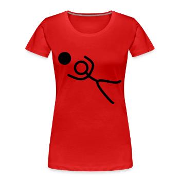 Stickman Torwart - Frauen Premium Bio T-Shirt - Rot - Vorne - Mia (176cm)