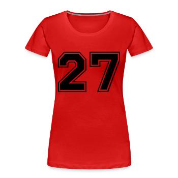27 - T-shirt bio Premium Femme - rouge - Devant - Mia (176cm)
